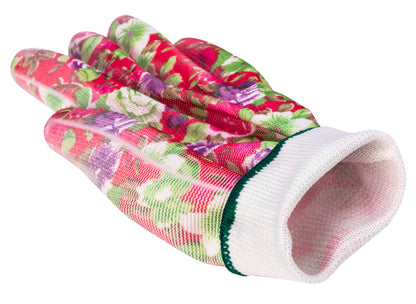 VERTO Kertész kesztyű, PU bevonat, rózsamintás, 4131X, 8" 97H144