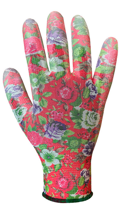VERTO Kertész kesztyű, PU bevonat, rózsamintás, 4131X, 9" 97H145