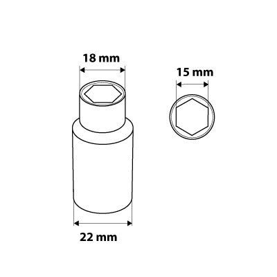 NEO TOOLS Dugókulcs 15mm, 3/8", hosszú hatlapú 25 év garanciával 08-190