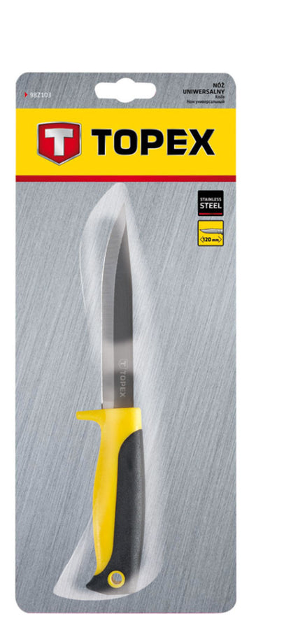 TOPEX Kés, univerzális, 120MM penge, műanyag tokkal 98Z103