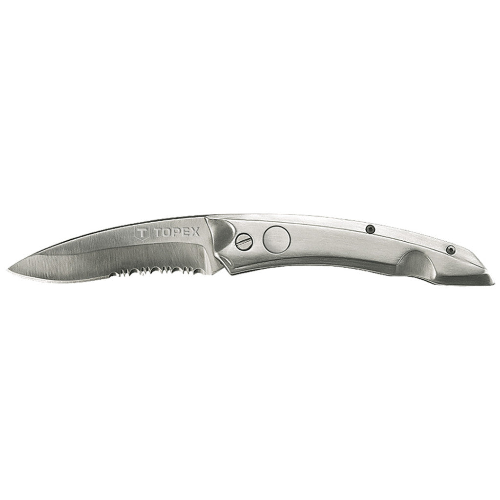 TOPEX Kés, összecsukható kés retesszel, 8cm penge, teljes 205mm 98Z110
