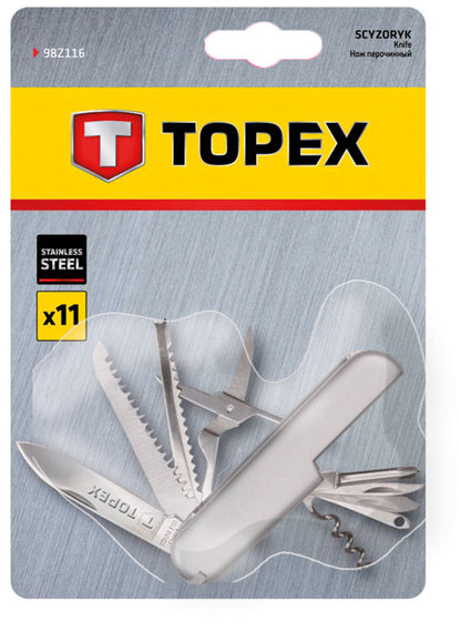 TOPEX Kemping kés, multiszerszám, 11részes 98Z116