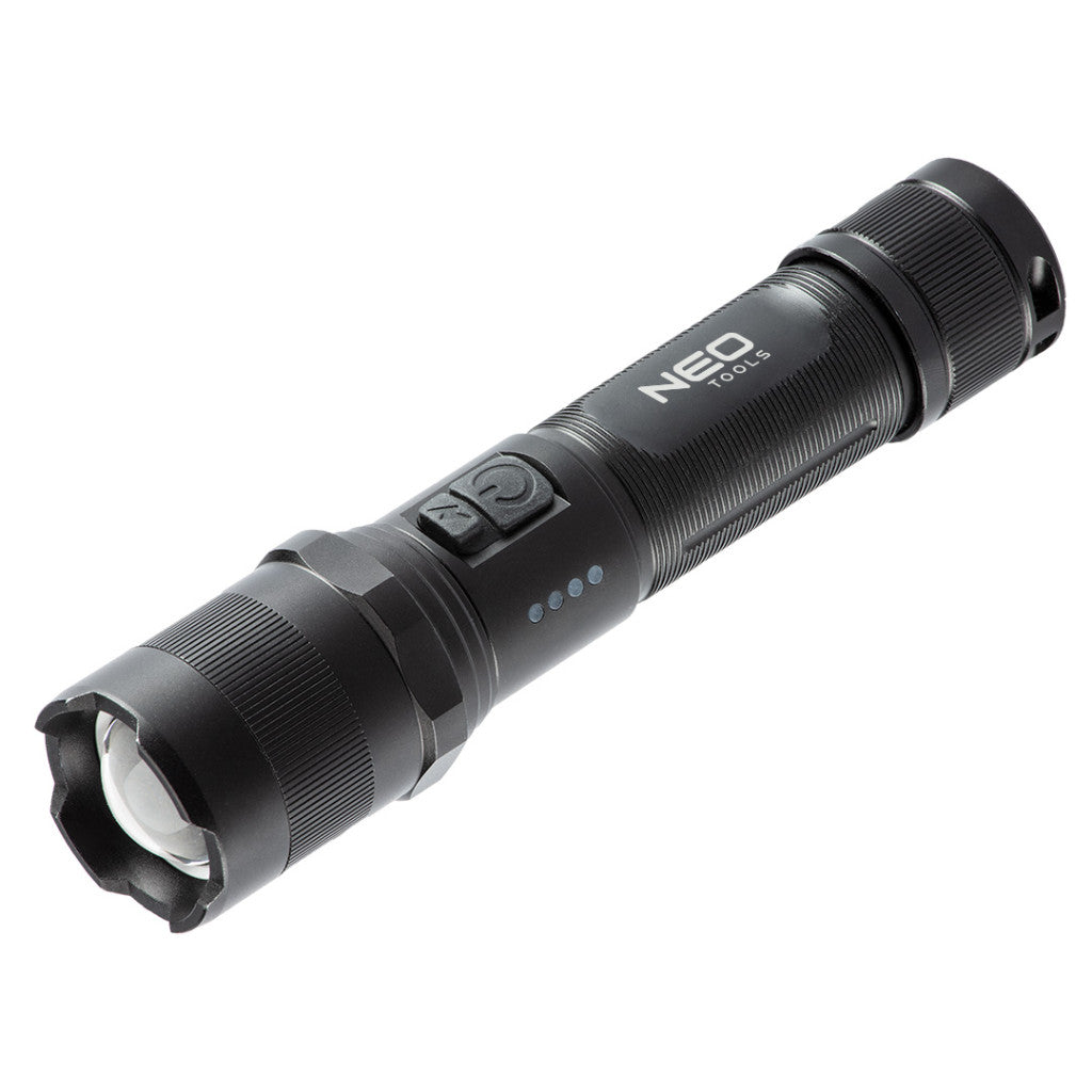 NEO TOOLS Zseblámpa tölthető, USB, 1000lum, OSRAM P9 LED, 10W 99-035