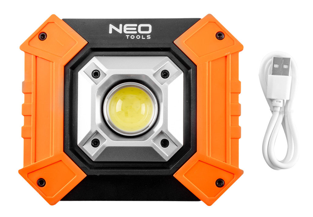 NEO TOOLS Reflektor, talpas, elemes 3xAA, COB LED 750lum, powerbank funkció, 10W 99-038