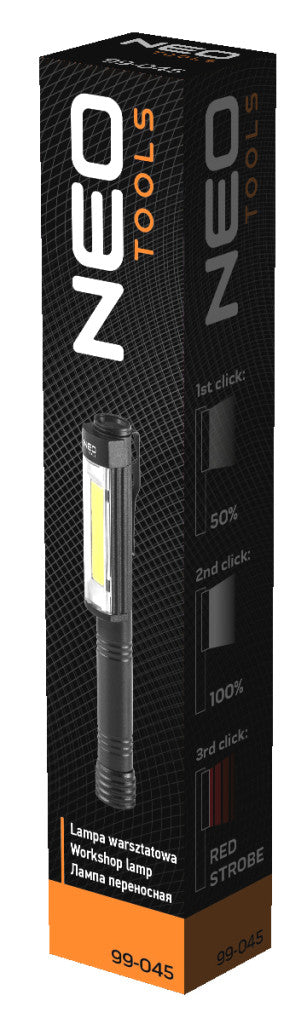 NEO TOOLS Műhely-vizsgálólámpa, elemes 3xAA, 400lum COB LED, 4W 99-045