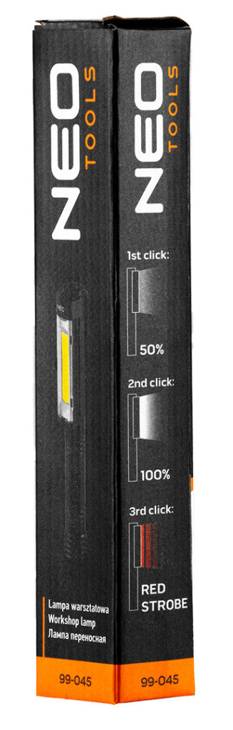 NEO TOOLS Műhely-vizsgálólámpa, elemes 3xAA, 400lum COB LED, 4W 99-045