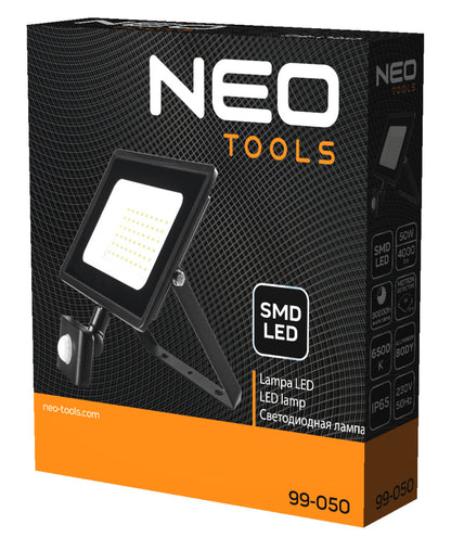 NEO TOOLS Reflektor, mozgásérzékelős, 230V/50W 4000lum SMD led 2 év garanciával 99-050