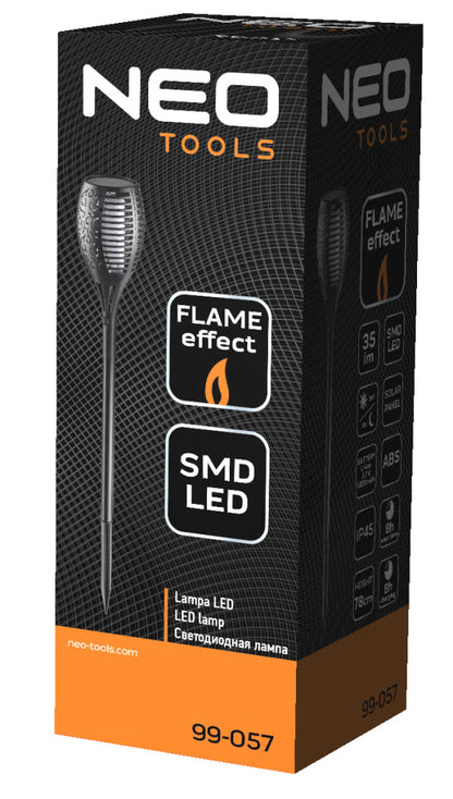 NEO TOOLS Kerti napelemes állólámpa, SMD LED, Láng effektus, 1W, 35 lumen 99-057