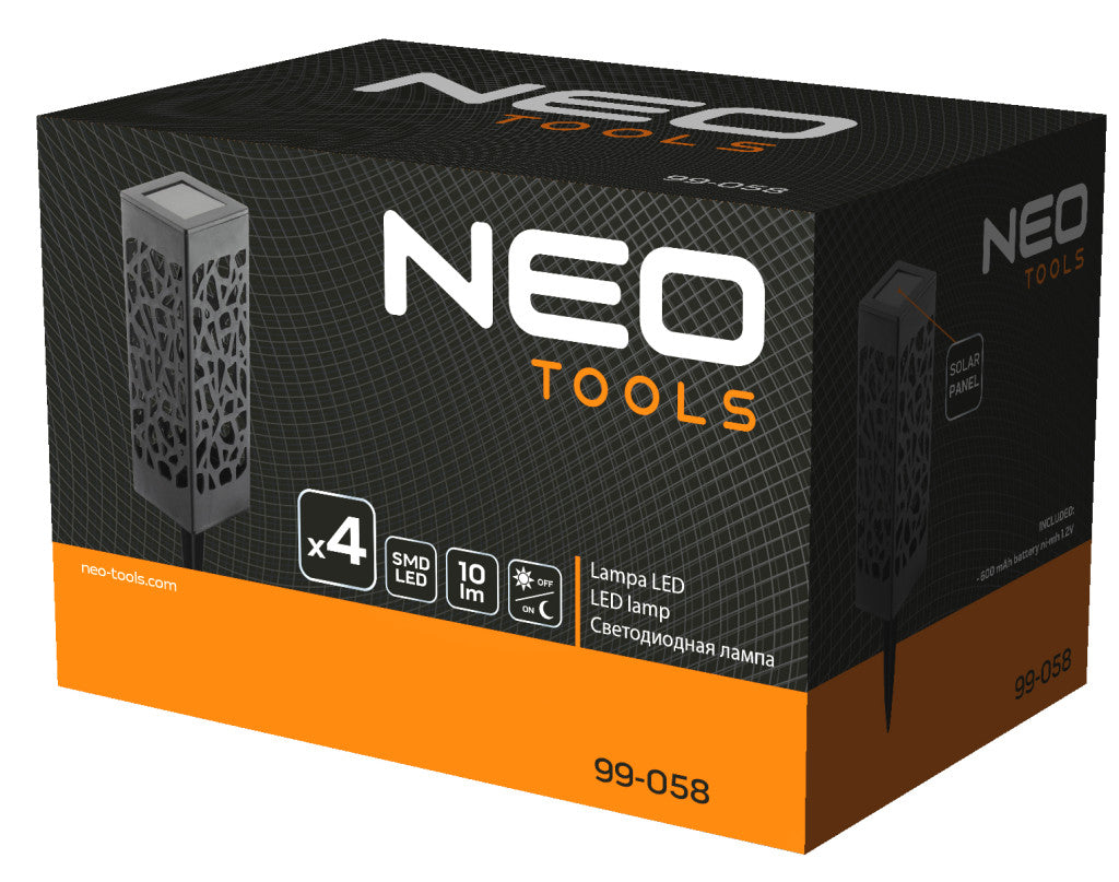 NEO TOOLS Kerti napelemes állólámpa, 0,3W, 10 lumen, 4db 99-058
