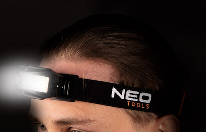 NEO TOOLS Fejlámpa, tölthető USB 180lum COB LED + mozgásérzékelővel 99-069