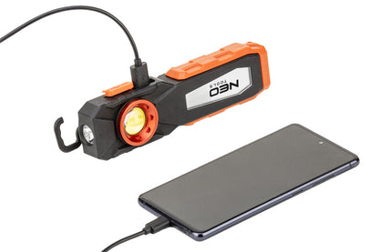 NEO TOOLS Akkus műhely-vizsgálólámpa, tölthető, 500lum COB LED, 10W 99-072