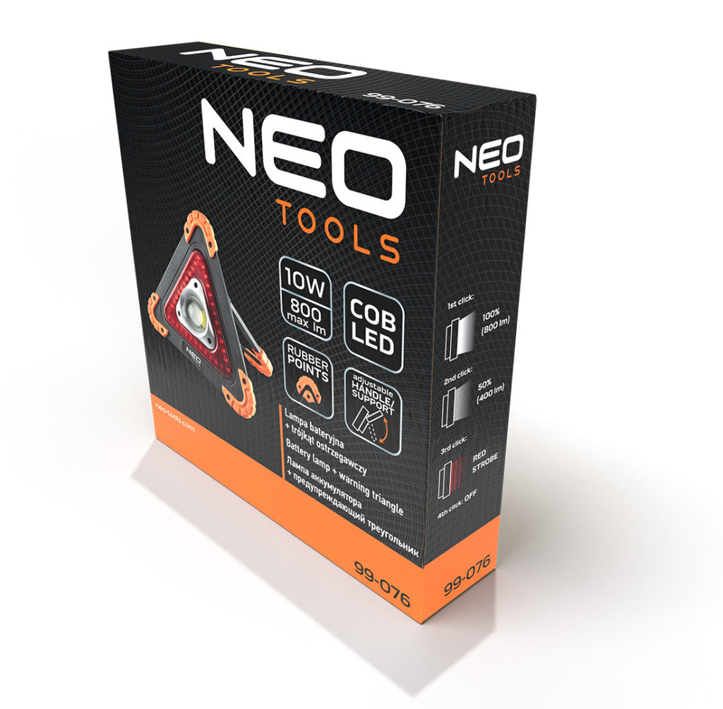 NEO TOOLS Elemlámpa és világító elakadásjelző, 2az1-ben, 10W, 800lum COB led 99-076