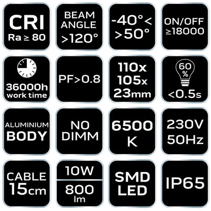 NEO TOOLS Reflektor 230V/10W, 800 lum, SMD led 2 év garanciával 99-093