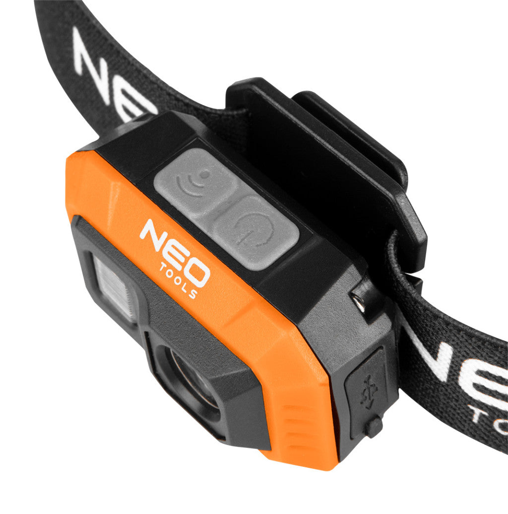 NEO TOOLS Fejlámpák kínálódobozban, tölthető, 500 lum fényerő, COB led, Rendelési egység: 12db 99-115
