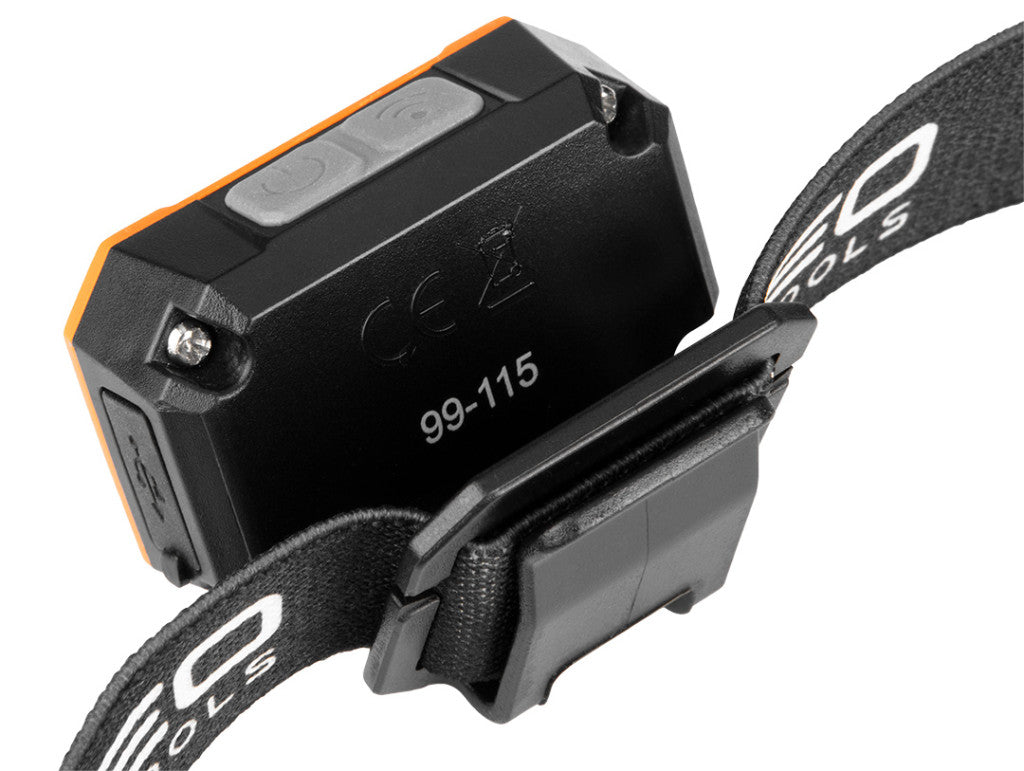 NEO TOOLS Fejlámpák kínálódobozban, tölthető, 500 lum fényerő, COB led, Rendelési egység: 12db 99-115