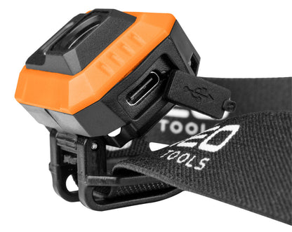 NEO TOOLS Fejlámpák kínálódobozban, tölthető, 500 lum fényerő, COB led, Rendelési egység: 12db 99-115