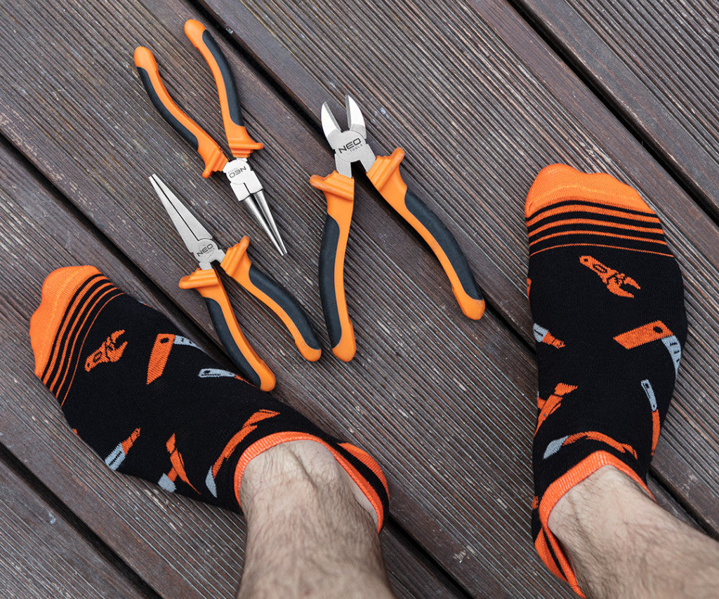 NEO TOOLS Munkazokni, 80% pamut, szerszám mintás 39-42, narancs/fekete, Neo GD030
