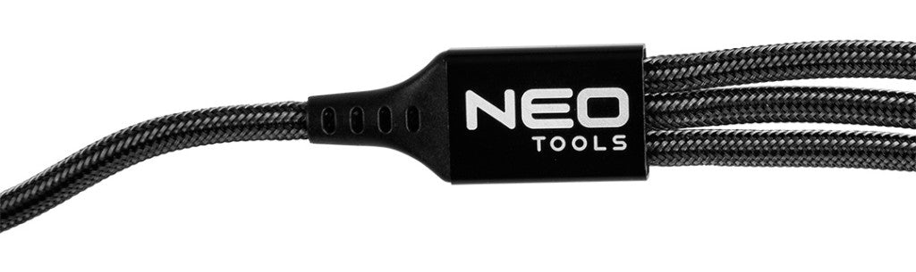NEO TOOLS USB töltőkábel, 3az 1ben, 1.2m, USB-A bemenet, USB-C, Lightning, Micro USB kimenetek GD038