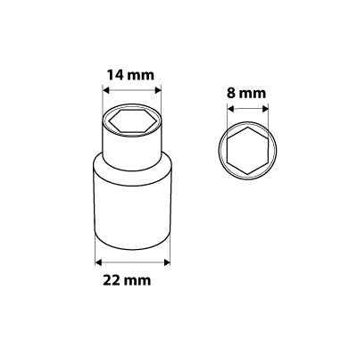 NEO TOOLS Dugókulcs 8mm, 1/2", hatlapú 25 év garanciával 08-408