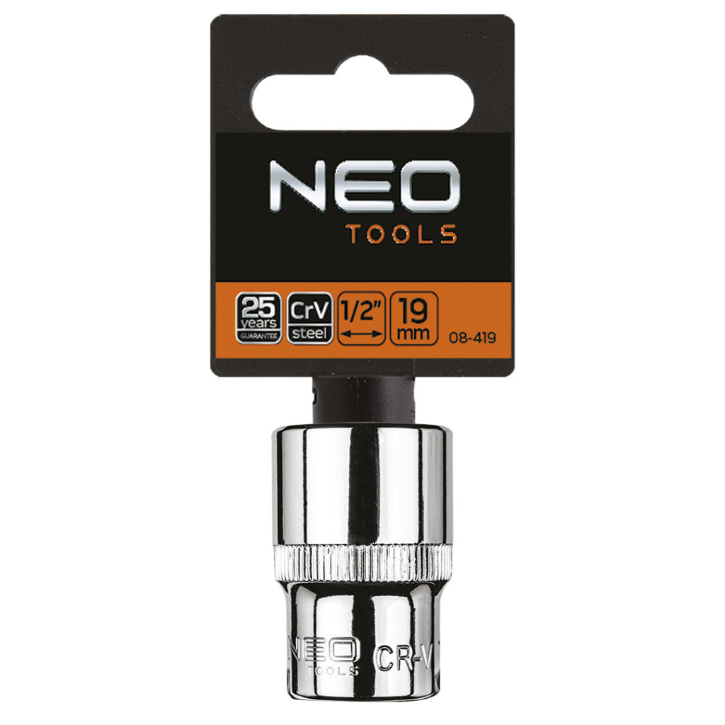 NEO TOOLS Dugókulcs 19mm, 1/2", hatlapú 25 év garanciával 08-419