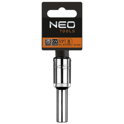 NEO TOOLS Dugókulcs 8mm, 1/2", hosszú hatlapú 25 év garanciával 08-458