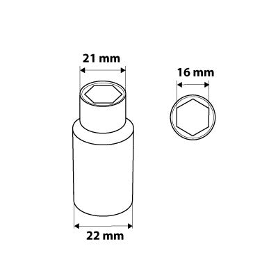 NEO TOOLS Dugókulcs 16mm, 1/2", hosszú hatlapú 25 év garanciával 08-466