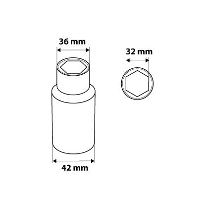 NEO TOOLS Dugókulcs 32mm, 1/2", hosszú hatlapú 25 év garanciával 08-482