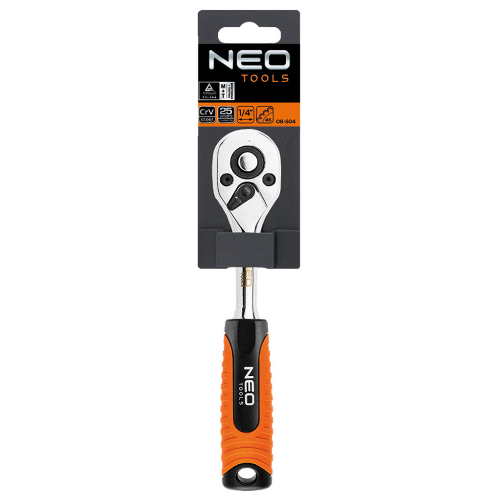 NEO TOOLS Racsnis kulcs 1/4" 150mm 25 év garanciával 08-504