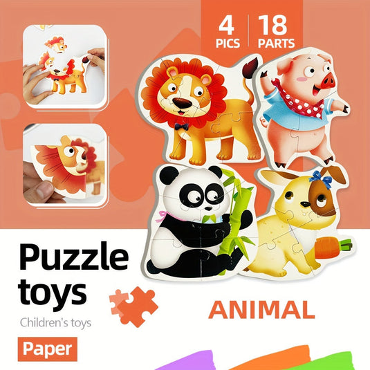 18 darabos Állatos Puzzle Készlet Gyerekeknek