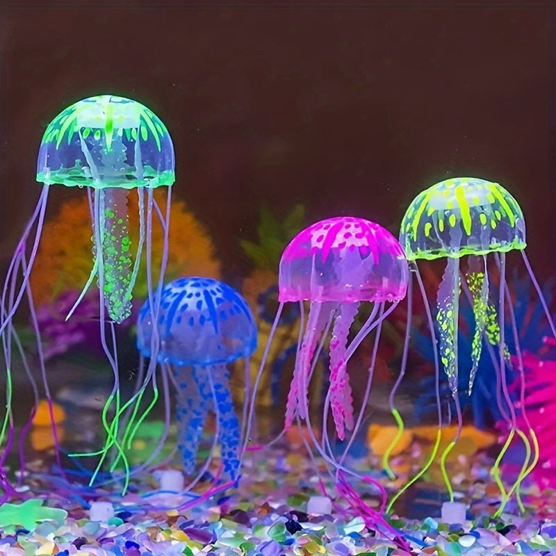 Medúza akvárium dekoráció, fluoreszkáló világító szilikon medúza dekoráció