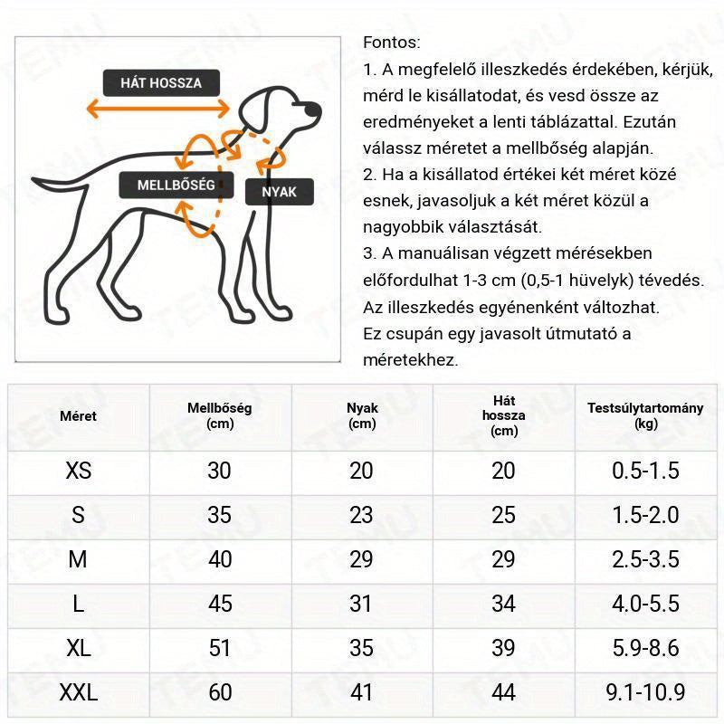 Fényvisszaverő kisállat esőkabát - vízálló és légáteresztő kutyadzseki