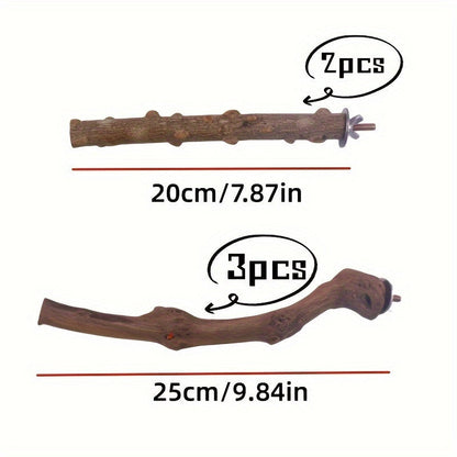 5 Darab Madár Ülőrúd, Természetes Keményfa