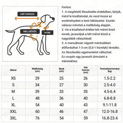 1 db egyszínű vastagított téli kabát kutyáknak