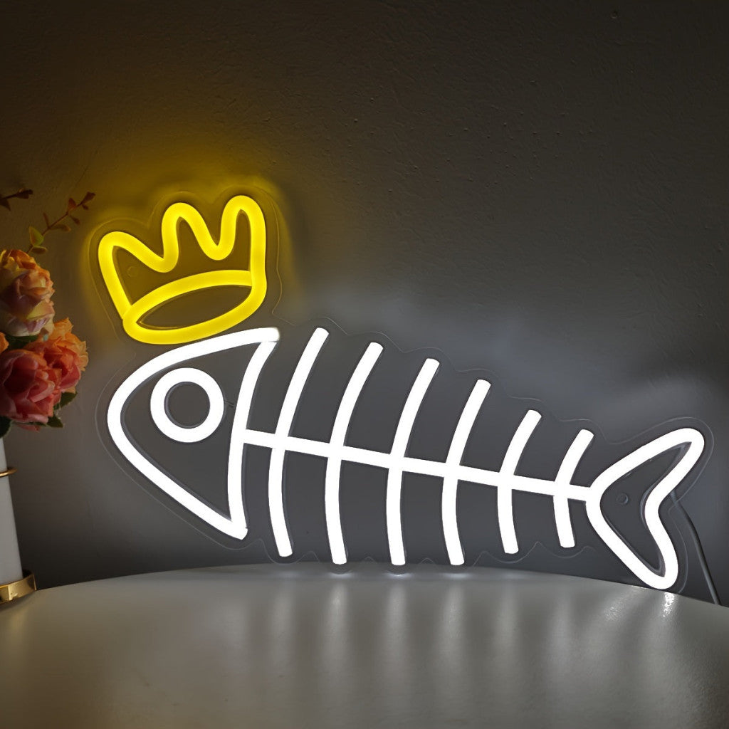 Koronás Hal LED-es Neon Tábla