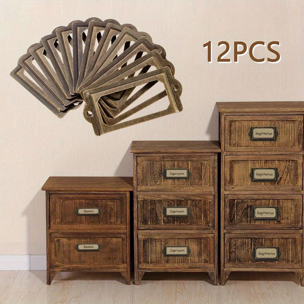 12db vintage antik sárgaréz fém címketartó