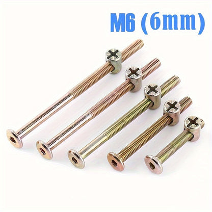 10 db M6 6mm-es bútorcsavar és anyacsavar készlet