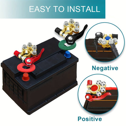 1 pár gyorscsatlakozós akkumulátorsaru-csatlakozó, 4-pólusú állkapoccsal, alumíniumötvözet ház, csavaros csatlakozású autóakkumulátorokhoz