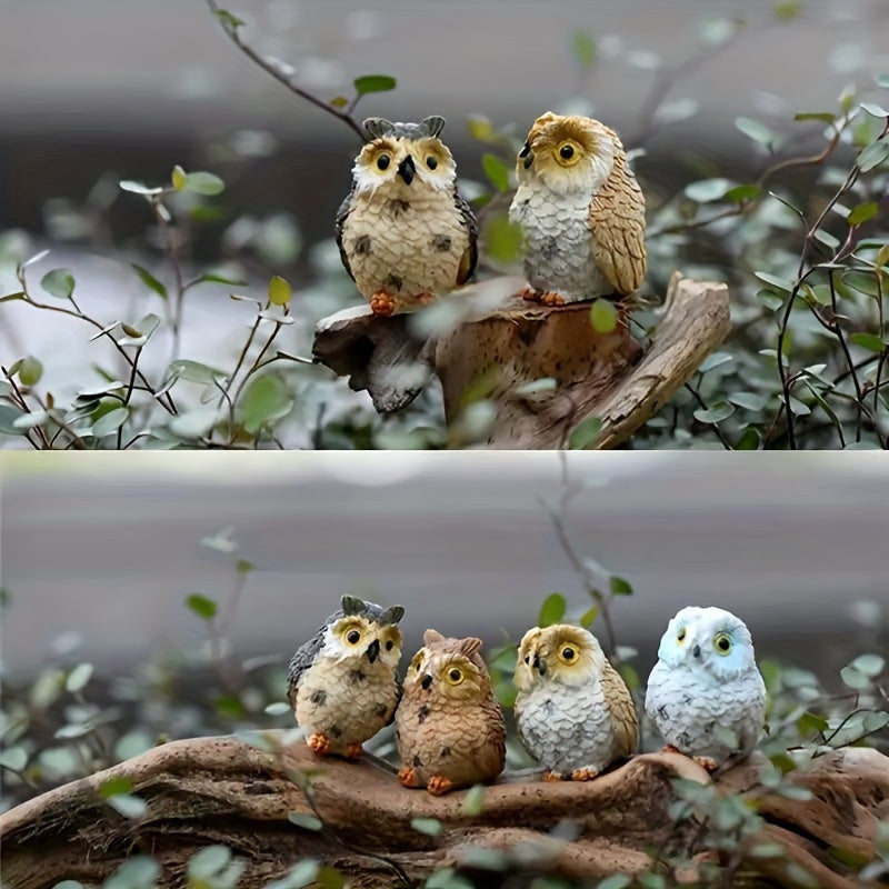 Miniatűr gyanta bagoly dekoráció szett