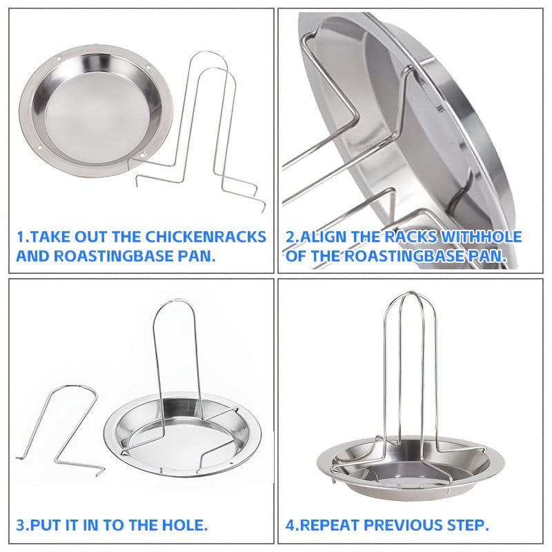 Rozsdamentes acél csirkesütő állvány csepegtető tálcával