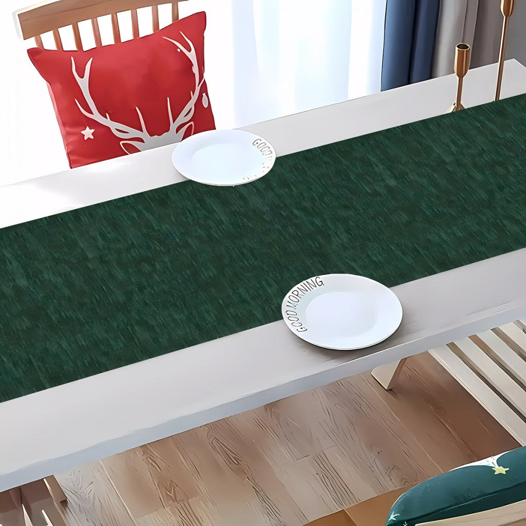 Elegáns Egyszínű Sötét Zöld Téglalap Alakú Asztali Futó