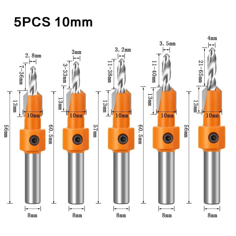 8 mm-es szárú HSS famegmunkáló süllyesztett maró bit