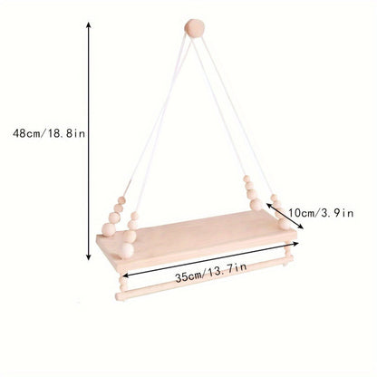 Bohém stílusú fali polc szervező fa anyagból otthoni dekorációhoz