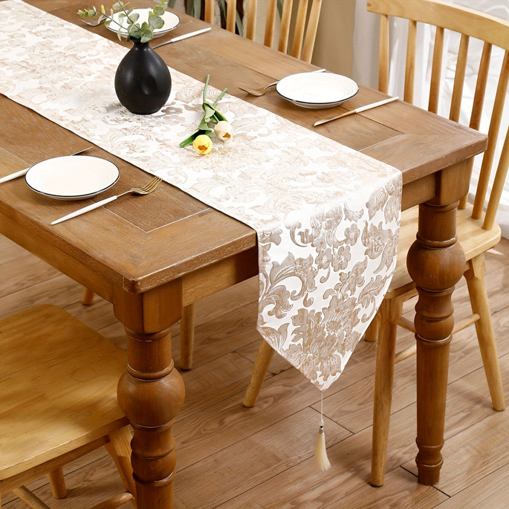 1 Elegáns Virágos Jacquard Asztalfutó
