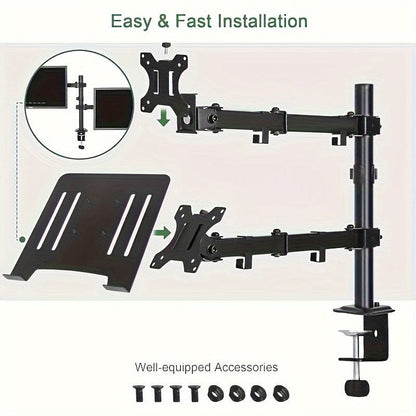 Ergonomikus, állítható laptopállvány, szénacél karral