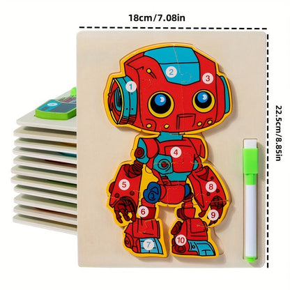 3D Fa Robot Puzzle Bónusz Tollal