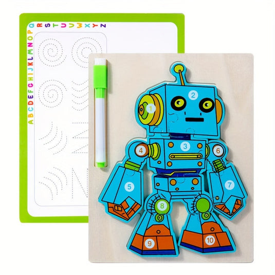 3D Fa Robot Puzzle Bónusz Tollal