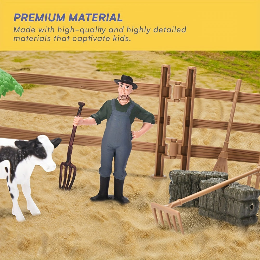 Zöld traktor és pótkocsi játékkészlet farmer kocsival