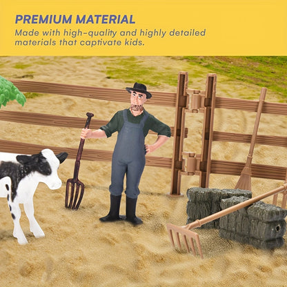 Zöld traktor és pótkocsi játékkészlet farmer kocsival