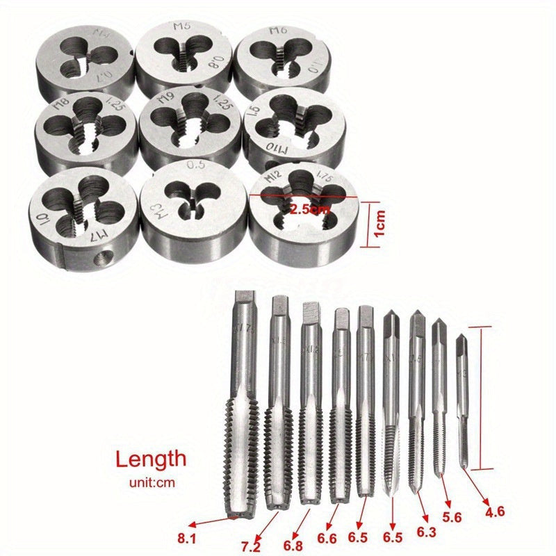 Metrikus Tap Die Készlet M3-M12 Csavarcsatornák
