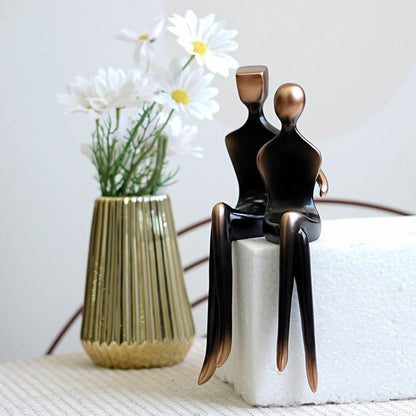 Modern Absztrakt Pár Szobor - Minimalista Gyanta Művészeti Figurák Otthonra